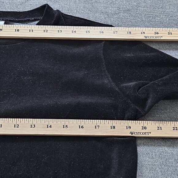 Bay Street Clothing Co. Top M Womens Black LS Round Neck Velvet Goth Y2K Vintage - Picture 4 of 12